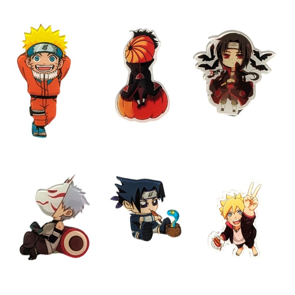 Naruto Anime Acrylic Pins Set of 6 NEW